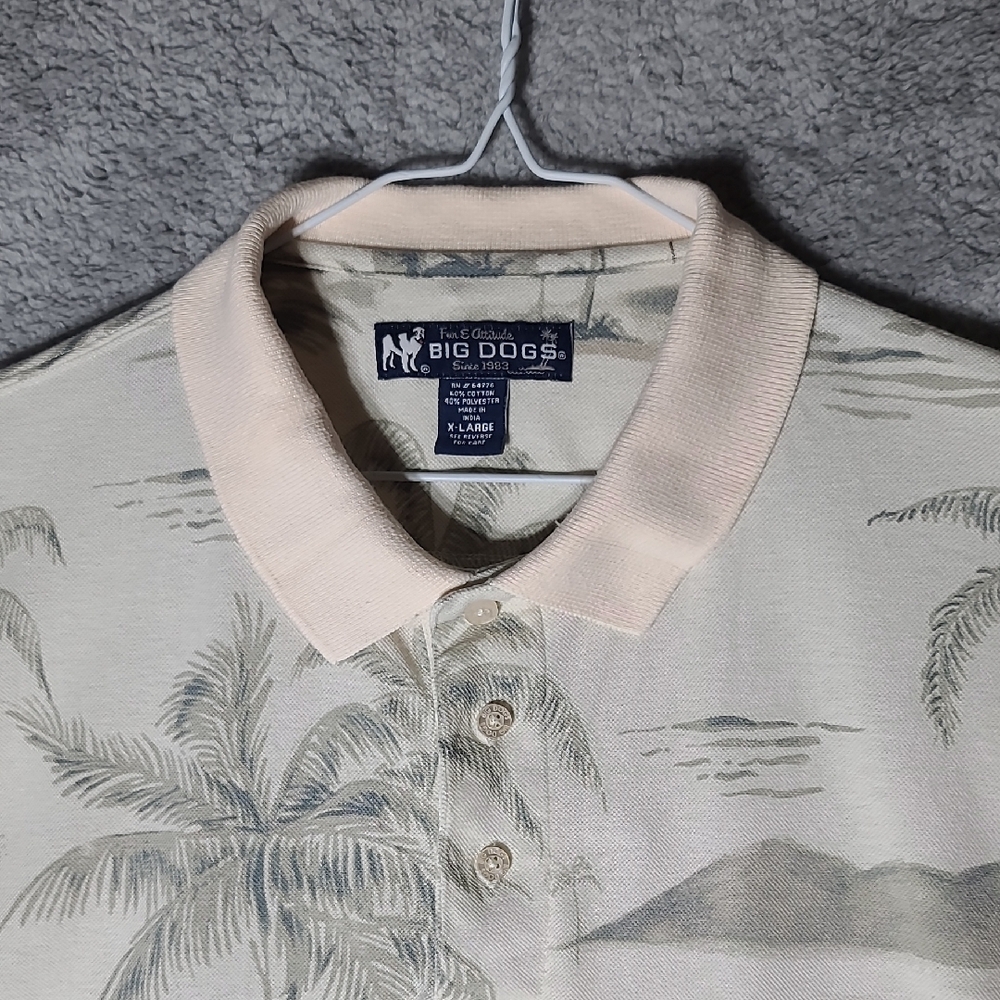 Big Dogs Golfer Print Polo Shirt - Cream - Picture 3 of 8